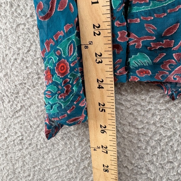 Floreat Anthropologie Silk Velvet Burnout Paisley Babydoll Top Small Boho - Picture 7 of 14